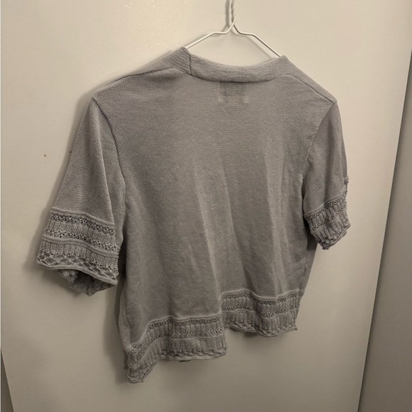 Gray Short Sleeve Cardigan - Picture 3 of 3